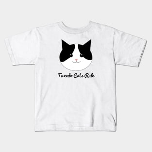 Tuxedo Cats rule black and white cat Kids T-Shirt